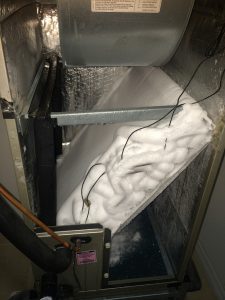 Frozen Heat Pump Evaporator Coil