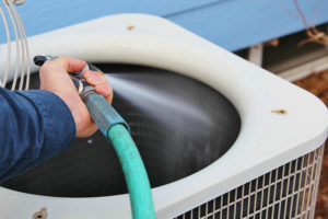 Garden hose washing heat pump